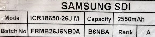 Samsung ICR18650-26J 18650 2600mAh