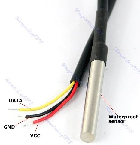Teplotní čidlo DS18B20, vodotěsné, 1 wire, Arduino