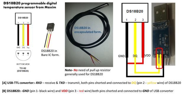 Teplotní čidlo DS18B20, vodotěsné, 1 wire, Arduino