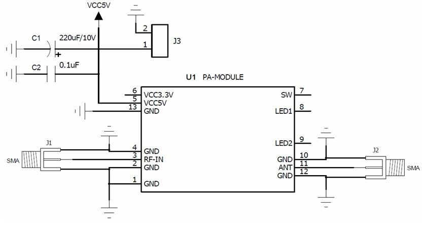 Wii-link WiFi zesilovač signálu 2400MHz-2500MHz TDD booster board with module XQ-02A