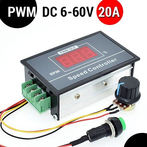 Regulátor otáček pro stejnosměrné DC motory 6-60V DC PWM LCD