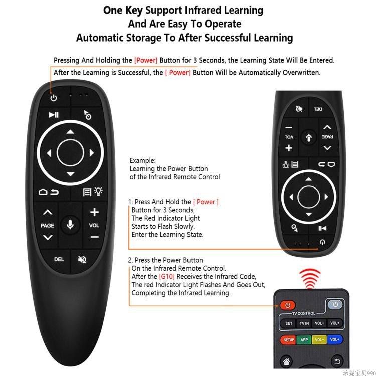 G10s air mouse univerzální dálkový ovladač 2.4GHz USB s gyroskopem a podsvícený, briv