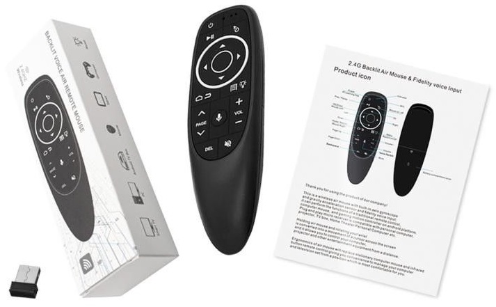 G10s air mouse univerzální dálkový ovladač 2.4GHz USB s gyroskopem a podsvícený, briv