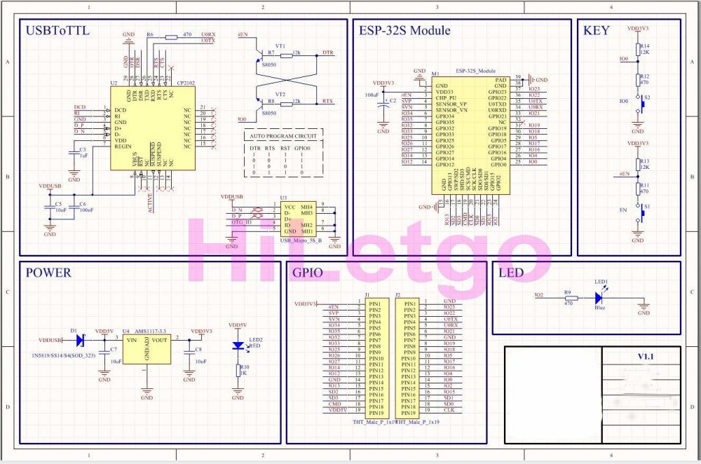 ESP-WROOM-32 ESP32 ESP-32S 2.4GHz vývojářská deska s WiFi a Bluetooth, briv
