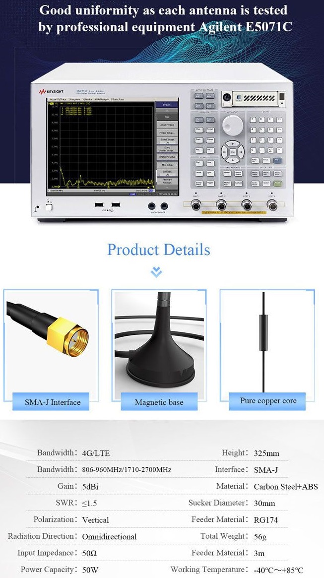 TX4G-XPL-300 LTE anténa, 5dBi, 3m, SMA, briv