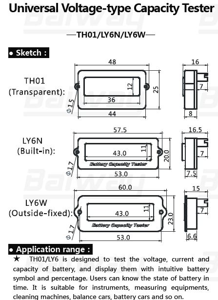 LY6N 12V-48V LCD indikátor stavu baterie, panelový