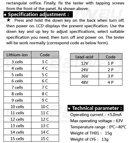 LY6N 12V-48V LCD indikátor stavu baterie, panelový