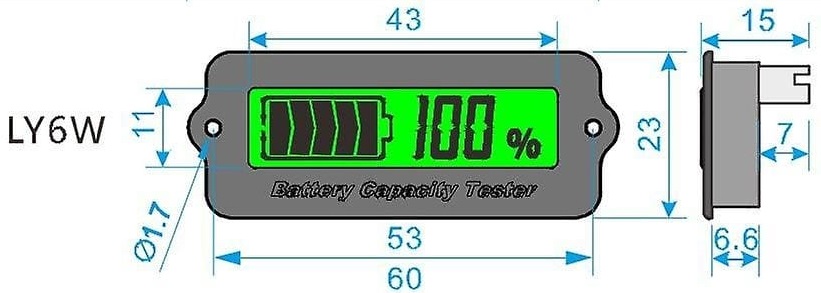 LY6N 12V-48V LCD indikátor stavu baterie, panelový