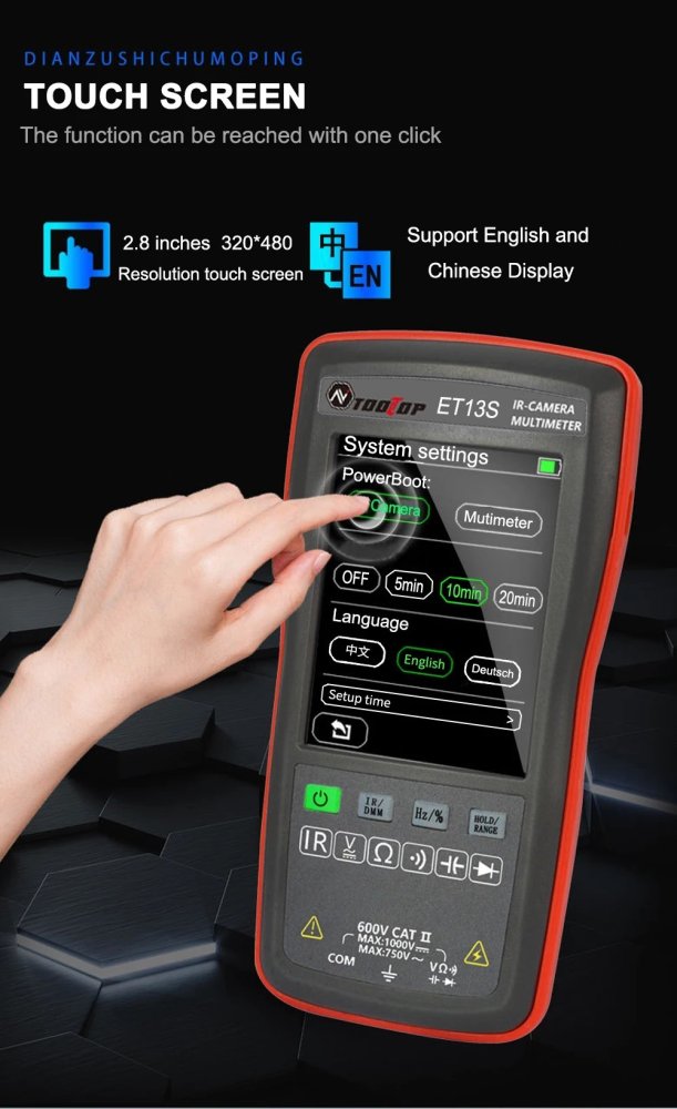 TOOLTOP ET13S 2v1 termokamera a multimetr, briv