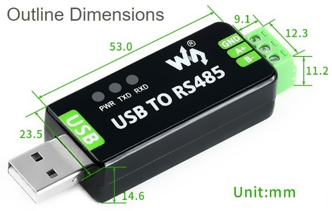 Obousměrný USB na RS485 převodník - FT232RNL - 17286, briv