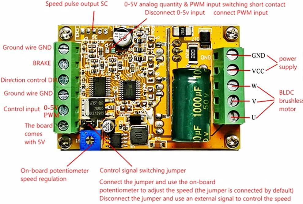 6.5-50V 380W BLDC Ovladač Motoru, briv