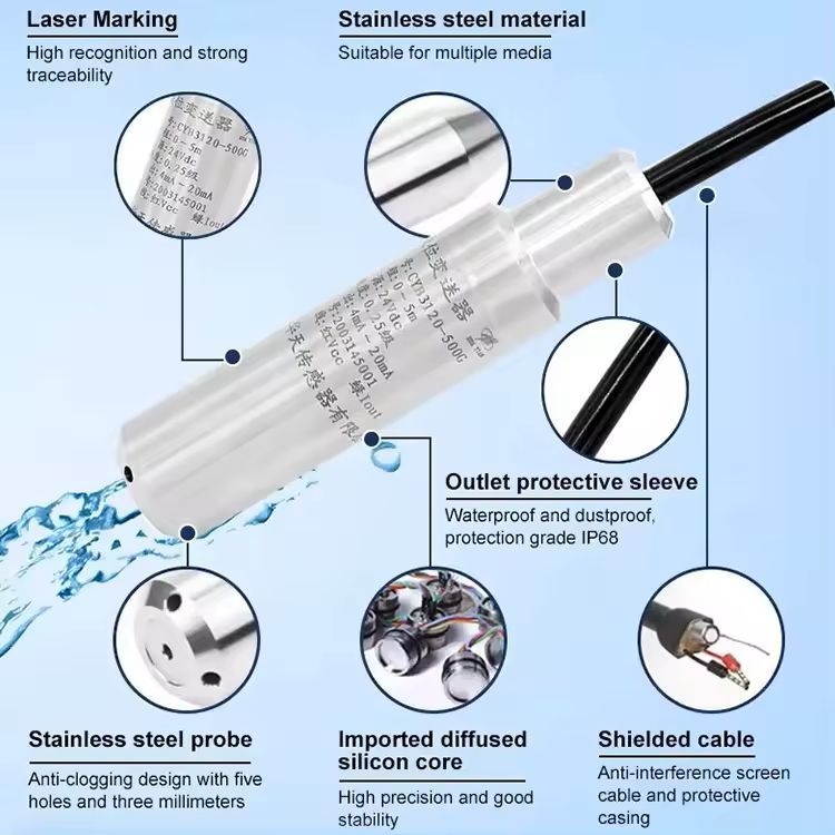 Průmyslová hydrostatická hladinová sonda CYB3120 4-20mA, briv