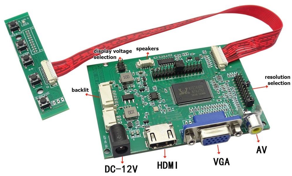PCB8000196 HDMI na LVDS převodní deska pro LCD panely, briv