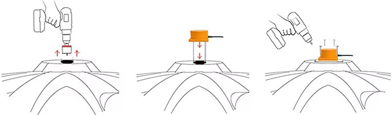 ME201R Ultrazvukový senzor hladiny s LED a teplotním indikátorem, briv