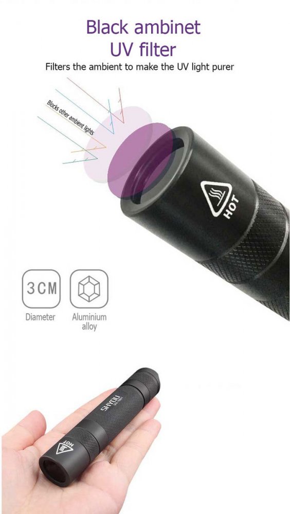 5W UV 395nm Výkonná Svítilna, briv
