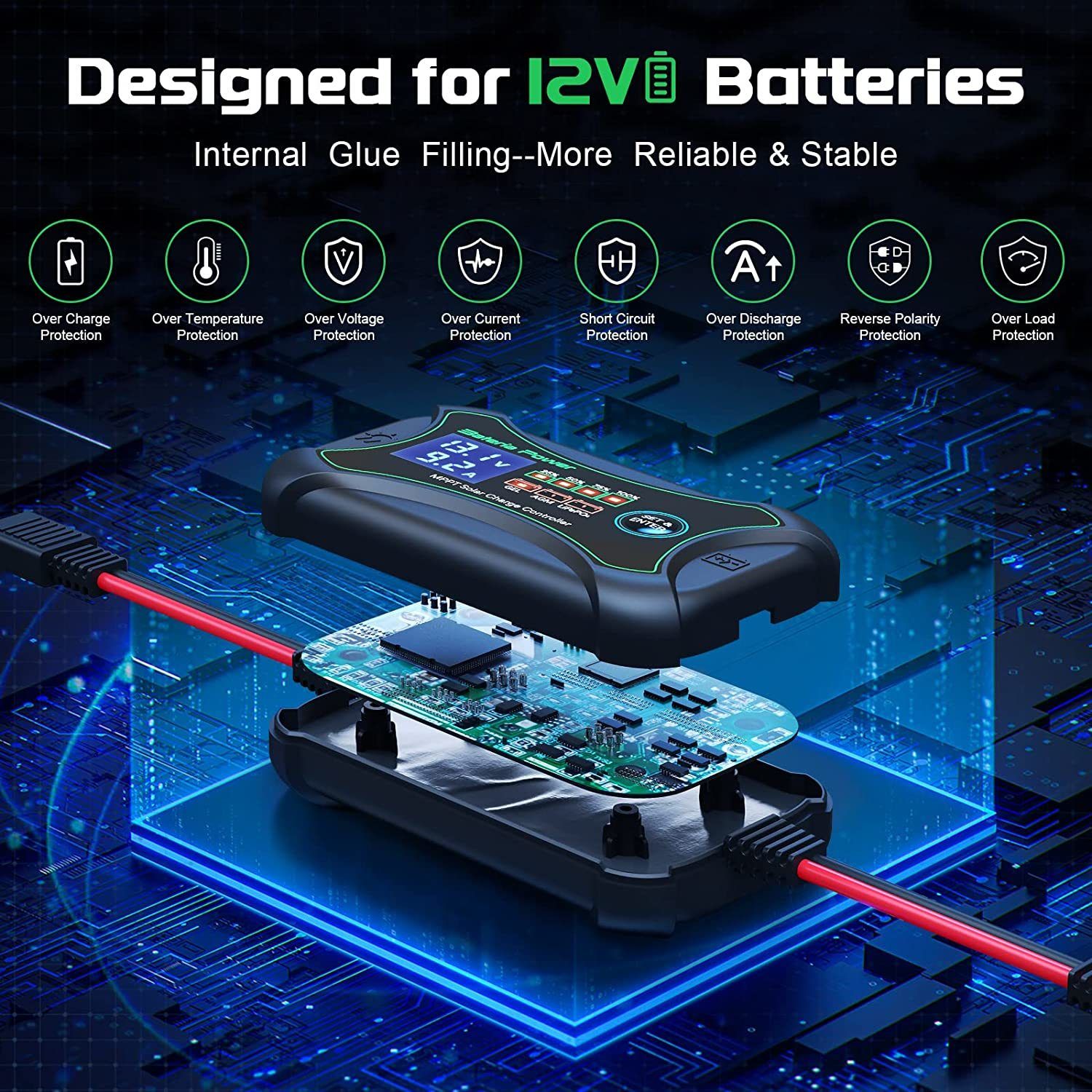 M1210P 12V 10A Přenosný regulátor nabíjení