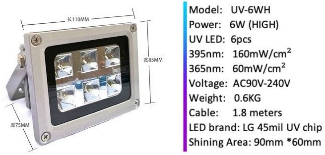 365nm UV LED 8W/10W/20W/30W/35W/50W/75W  lampa pro vytvrzování lepidla