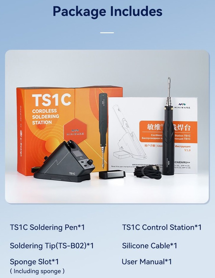 TS1C bezšňůrová digitální programovatelná pájecí stanice s displejem OLED  