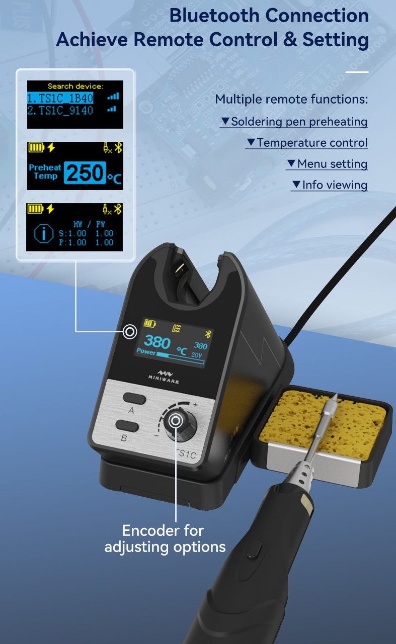 TS1C bezšňůrová digitální programovatelná pájecí stanice s displejem OLED  