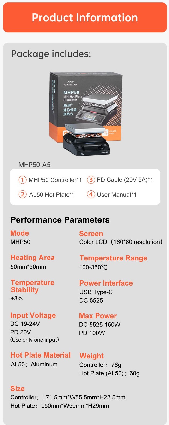 Předehřívací deska MHP50 Mini (Mini Hot Plate Preheater), briv