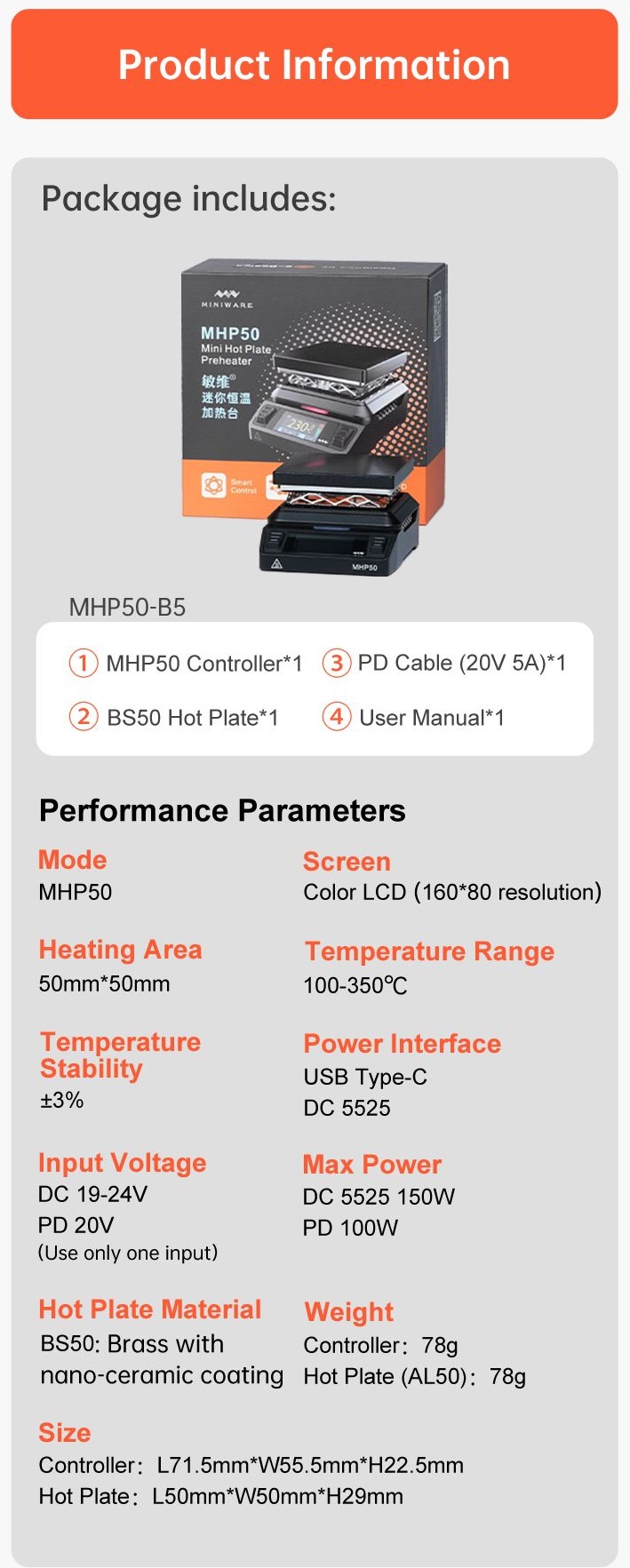 Předehřívací deska MHP50 Mini (Mini Hot Plate Preheater), briv