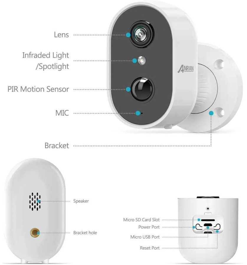 C2 Inteligentní WiFi Bezdrátová Kameru s Baterií 3MP, briv