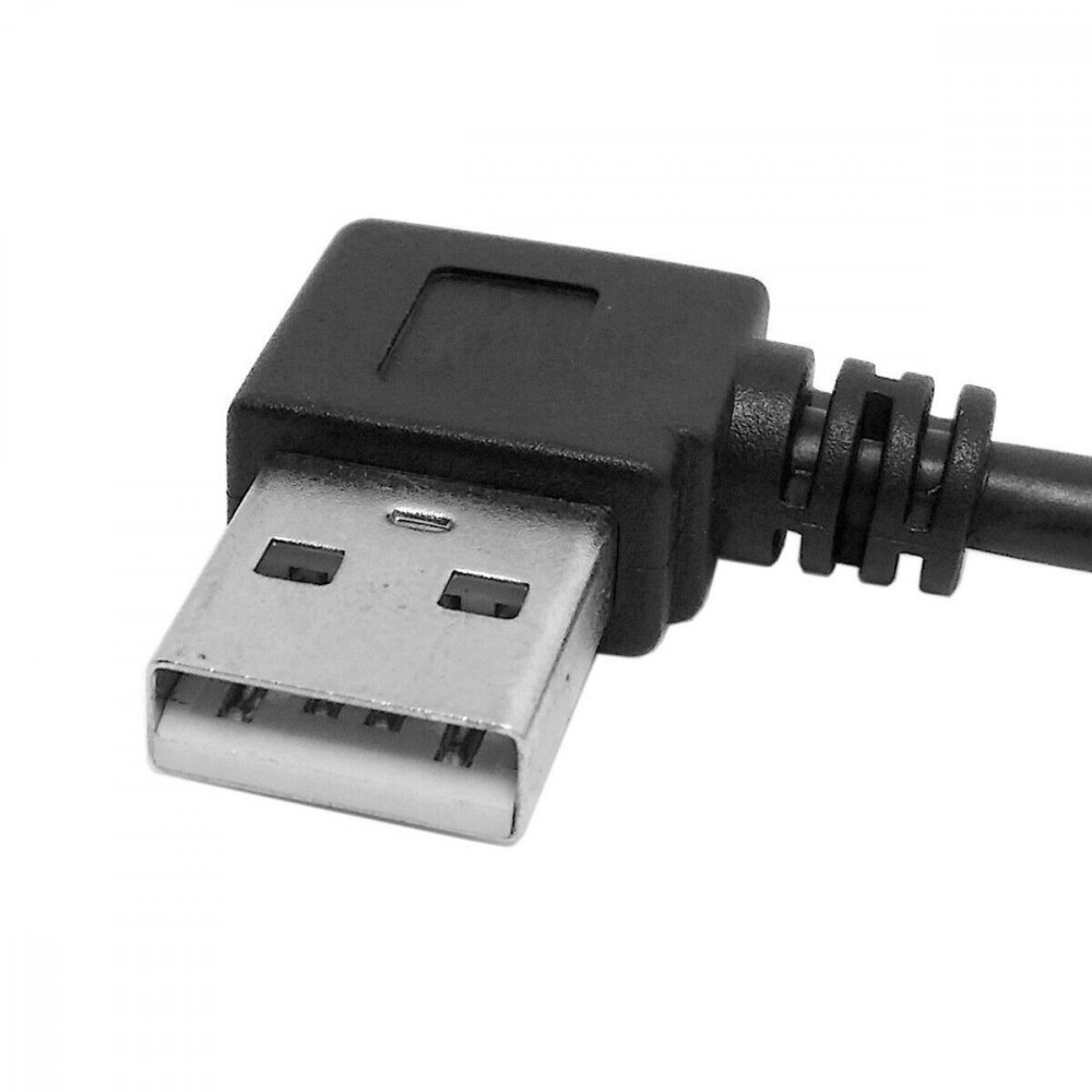 USB 2.0 prodlužovací kabel typ A-A M ve tvaru L, 20cm, pravý, briv