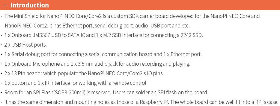 Nano Pi Mini Shield pro NEO Core/Core2