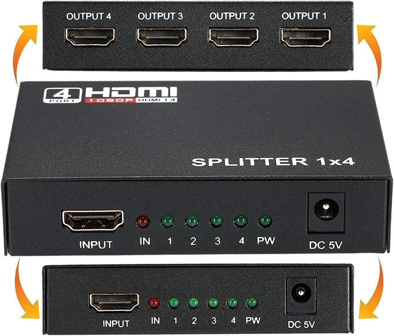 HDMI splitter 1-4 portů, kovový, bez napájecím adaptérem