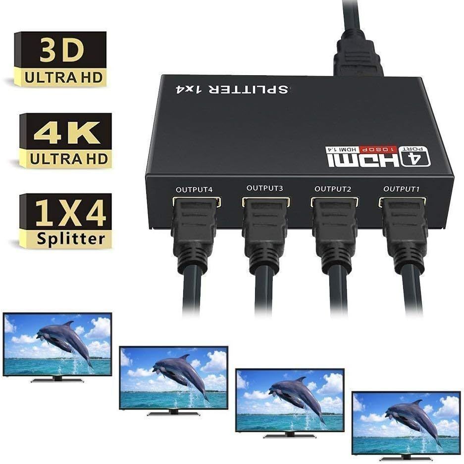 HDMI splitter 1-4 portů, kovový, bez napájecím adaptérem