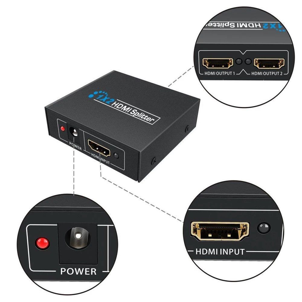 HDMI splitter 1-2 portů, kovový, bez napájecím adaptérem