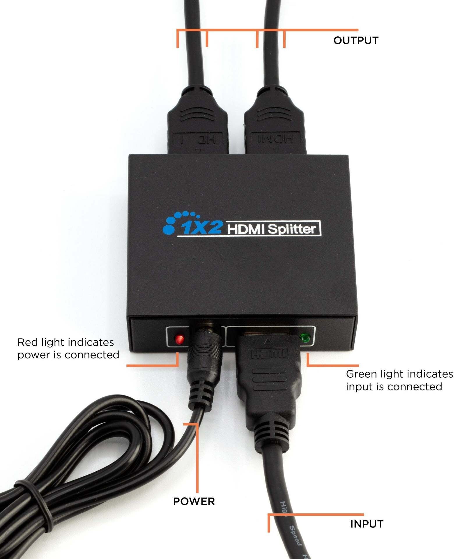 HDMI splitter 1-2 portů, kovový, bez napájecím adaptérem