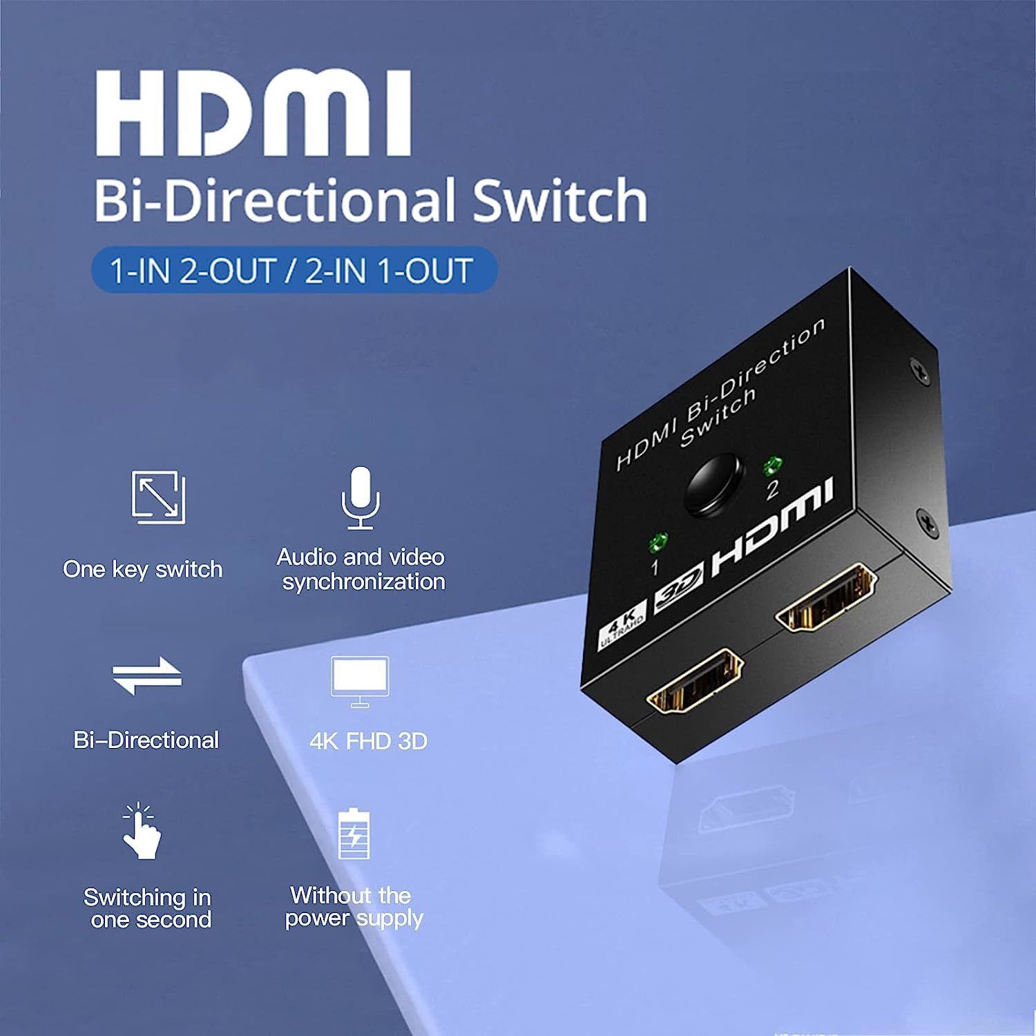 HDMI obousměrný přepínač 2x1, 4K/UHD