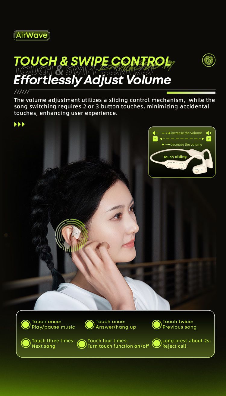 Bezdrátová sportovní sluchátka AirWave pro bezpečný poslech, briv