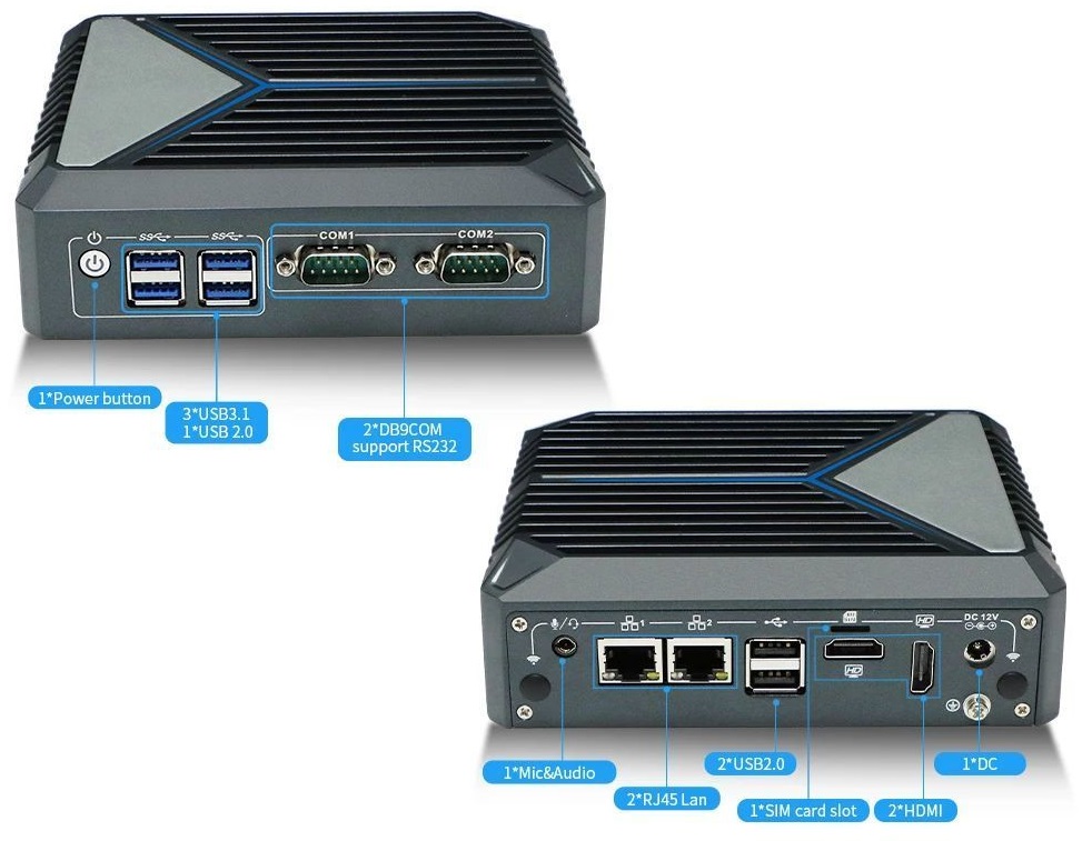 N1321 N100 průmyslové mini PC, barebone, fanless, briv