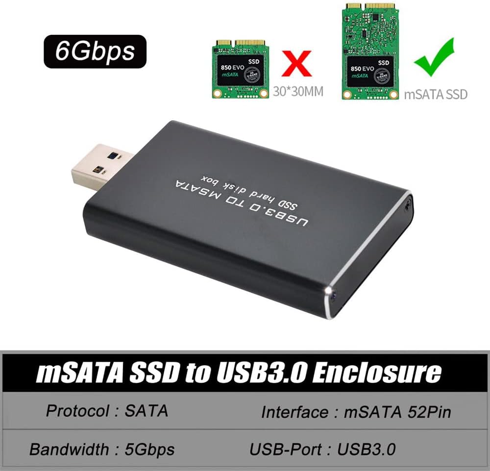 mSATA na USB 3.0 adaptér SSD disku ASM1153E, briv