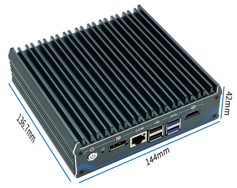 N1241 Průmyslové Mini PC Barebone Fanless N100, briv