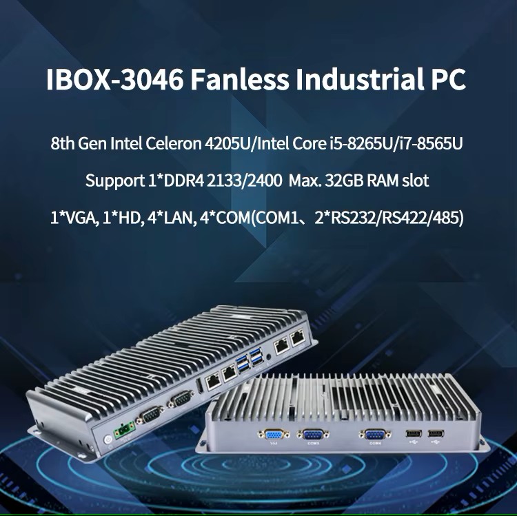 iBox-3046 Průmyslový počítač Intel Core i5-8260U 4 LAN porty, briv