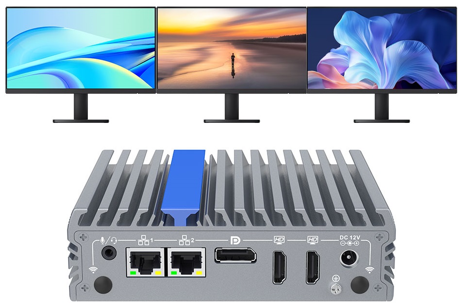 IEXP-302, J3710 průmyslové mini PC, bezventilátorové, 12V, Barebone, briv