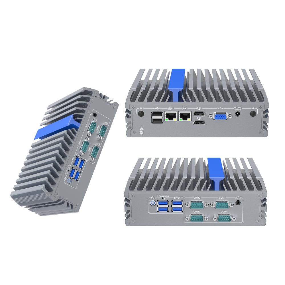 IEXP-332 průmyslové PC, Intel N100, 2× HDMI, VGA, 4× COM, Dual LAN, Barebone, briv