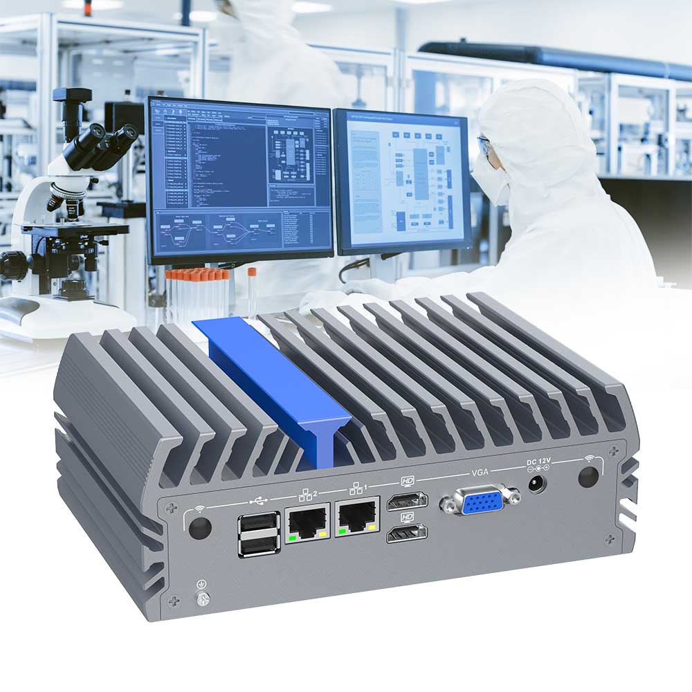 IEXP-332 průmyslové PC, Intel N100, 2× HDMI, VGA, 4× COM, Dual LAN, Barebone, briv
