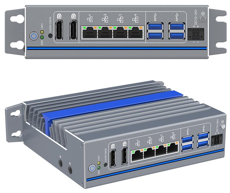 IEXP-512 Průmyslový počítač, 4× LAN, bezventilátorový, briv