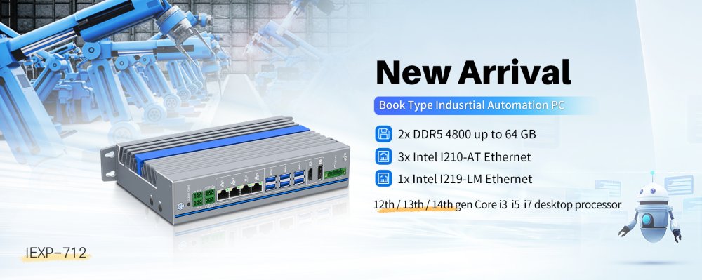 IEXP-712 průmyslový PC – 4× LAN, 2× 4K výstup, briv