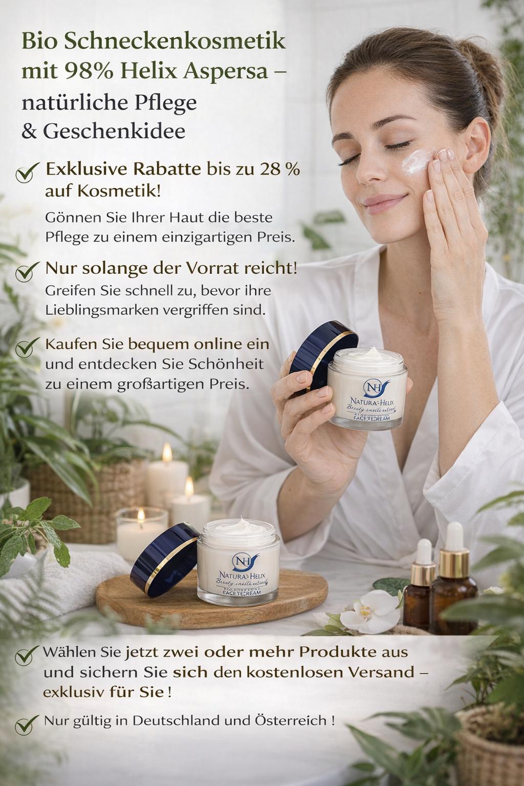 Naturae Helix Schneckenkosmetik Gesichtscreme mit 98% Helix Aspersa – natürliche Hautpflege und regenerierende Anti-Aging Pflege für glatte und jugendliche Haut