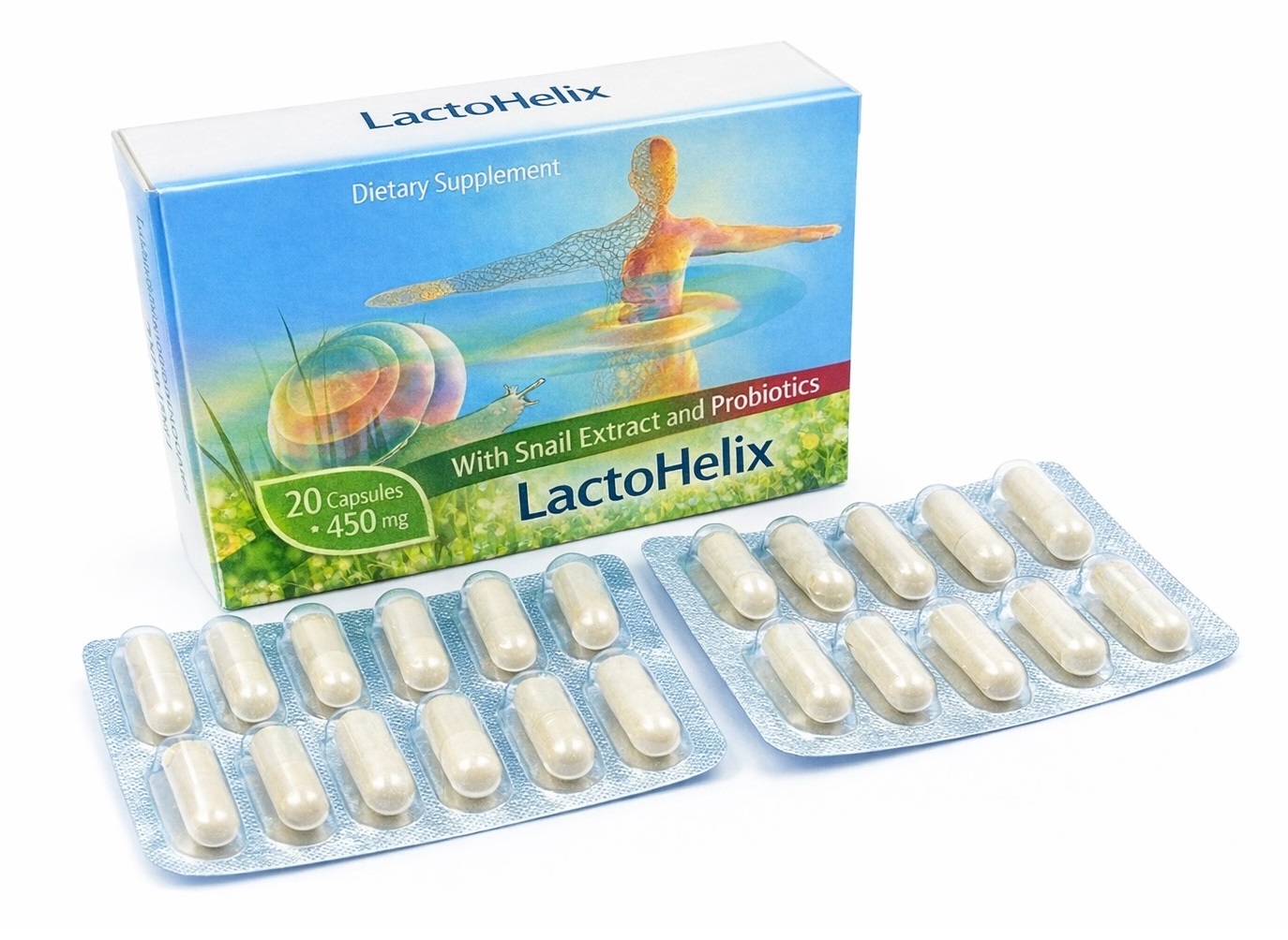 LactoHelix snail extract and probiotics capsules – dietary supplement for digestion, gut health and immunity LactoHelix dietary supplement with snail extract and probiotics capsules 450 mg – natural formula for gut health, digestion and immune system support