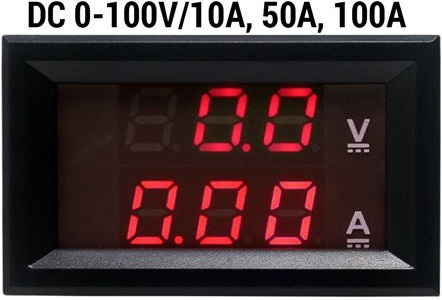 Ampérmetr/voltmetr panelový DC 0-100V