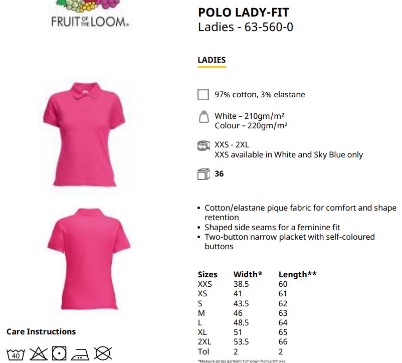 Rozmeri POLO lady fit