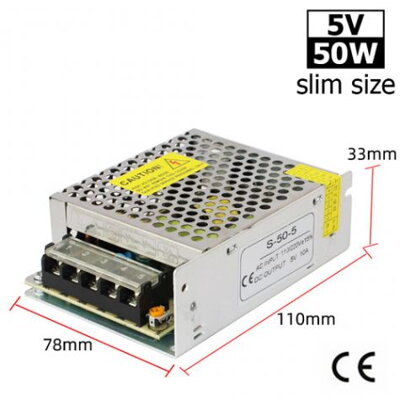 S-50-5 5V 50W LED zdroj slim