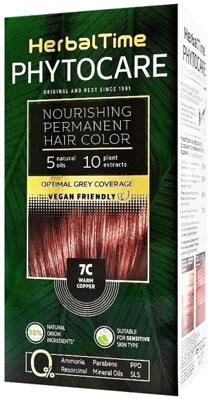 Herbal Time Phytocare barva na vlasy 90% natural Vegan 7C teplá medena