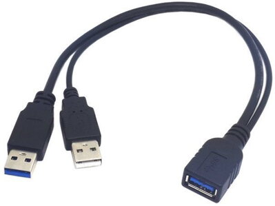 USB 3.0 A kabel s přídavným napájecím kabelem pro externí hard disky